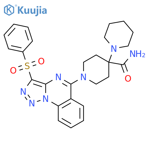 1'-3-(benzenesulfonyl)-1,2,3triazolo1,5-aquinazolin-5-yl-1,4'-bipiperidine-4'-carboxamide structure