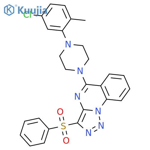 1-3-(benzenesulfonyl)-1,2,3triazolo1,5-aquinazolin-5-yl-4-(5-chloro-2-methylphenyl)piperazine structure