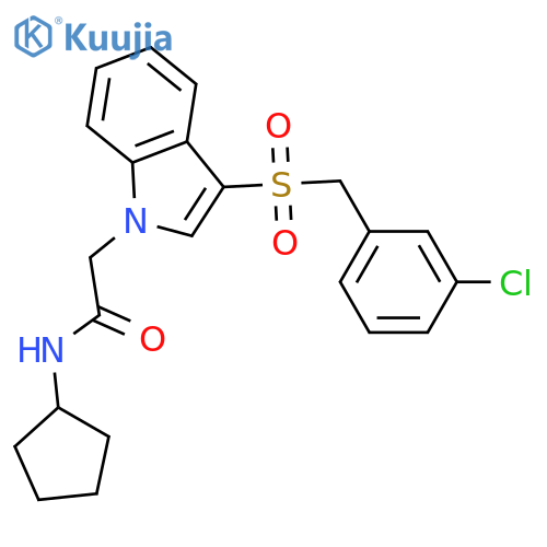 2-[3-[(3-chlorophenyl)methylsulfonyl]indol-1-yl]-N-cyclopentylacetamide structure