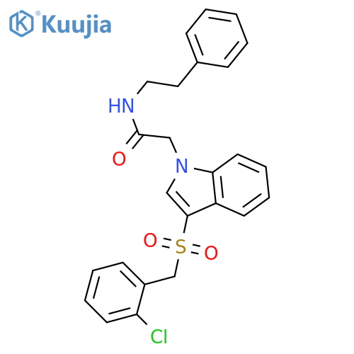 2-{3-(2-chlorophenyl)methanesulfonyl-1H-indol-1-yl}-N-(2-phenylethyl)acetamide structure