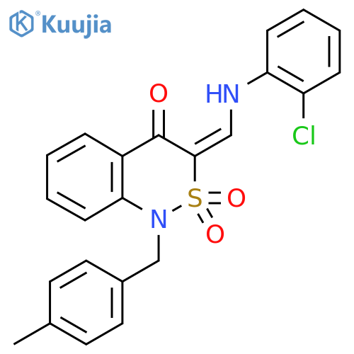 (3E)-3-{(2-chlorophenyl)aminomethylidene}-1-(4-methylphenyl)methyl-3,4-dihydro-1H-2lambda6,1-benzothiazine-2,2,4-trione structure