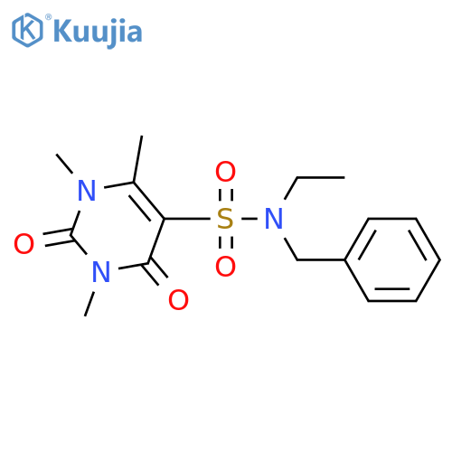 N-benzyl-N-ethyl-1,3,6-trimethyl-2,4-dioxo-1,2,3,4-tetrahydropyrimidine-5-sulfonamide structure