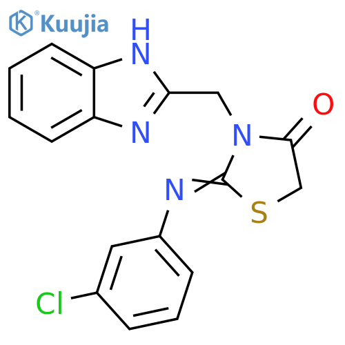 4-Thiazolidinone, 3-(1H-benzimidazol-2-ylmethyl)-2-[(3-chlorophenyl)imino]- structure