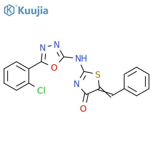 4(5H)-Thiazolone, 2-[[5-(2-chlorophenyl)-1,3,4-oxadiazol-2-yl]amino]-5-(phenylmethylene)- structure