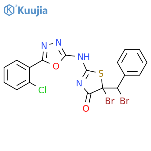 4(5H)-Thiazolone, 5-bromo-5-(bromophenylmethyl)-2-[[5-(2-chlorophenyl)-1,3,4-oxadiazol-2-yl]amino]- structure