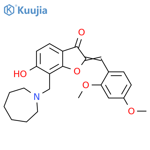 (2Z)-7-(azepan-1-yl)methyl-2-(2,4-dimethoxyphenyl)methylidene-6-hydroxy-2,3-dihydro-1-benzofuran-3-one structure