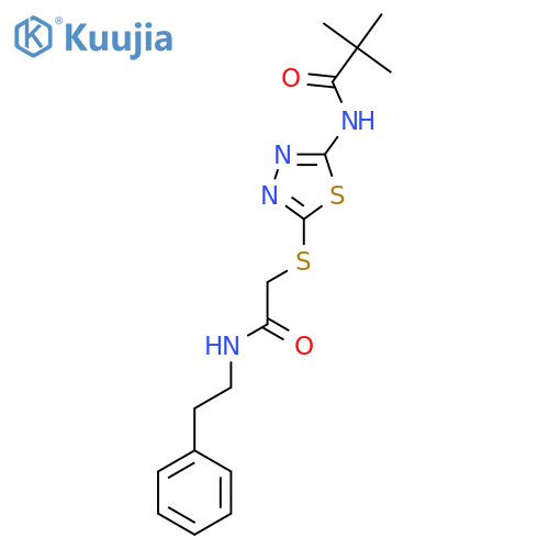 2,2-dimethyl-N-5-({(2-phenylethyl)carbamoylmethyl}sulfanyl)-1,3,4-thiadiazol-2-ylpropanamide structure