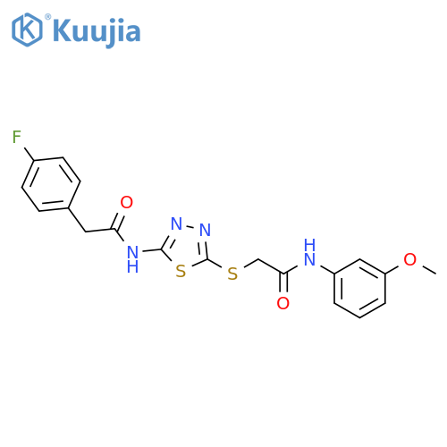 2-({5-2-(4-fluorophenyl)acetamido-1,3,4-thiadiazol-2-yl}sulfanyl)-N-(3-methoxyphenyl)acetamide structure