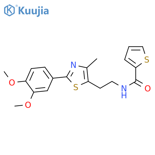 N-{2-2-(3,4-dimethoxyphenyl)-4-methyl-1,3-thiazol-5-ylethyl}thiophene-2-carboxamide structure
