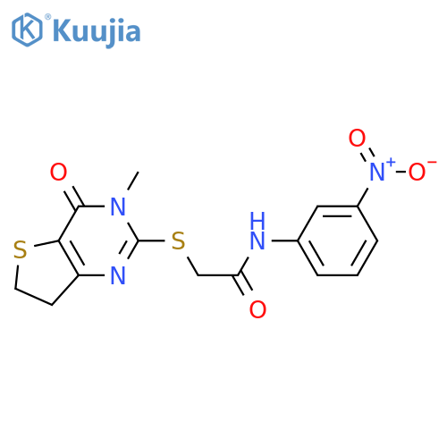 2-({3-methyl-4-oxo-3H,4H,6H,7H-thieno3,2-dpyrimidin-2-yl}sulfanyl)-N-(3-nitrophenyl)acetamide structure