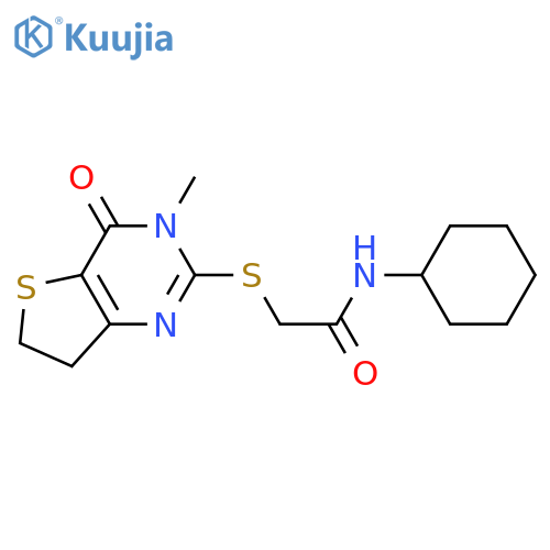 N-cyclohexyl-2-({3-methyl-4-oxo-3H,4H,6H,7H-thieno3,2-dpyrimidin-2-yl}sulfanyl)acetamide structure