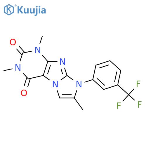 1,3,7-trimethyl-8-3-(trifluoromethyl)phenyl-1H,2H,3H,4H,8H-imidazo1,2-gpurine-2,4-dione structure