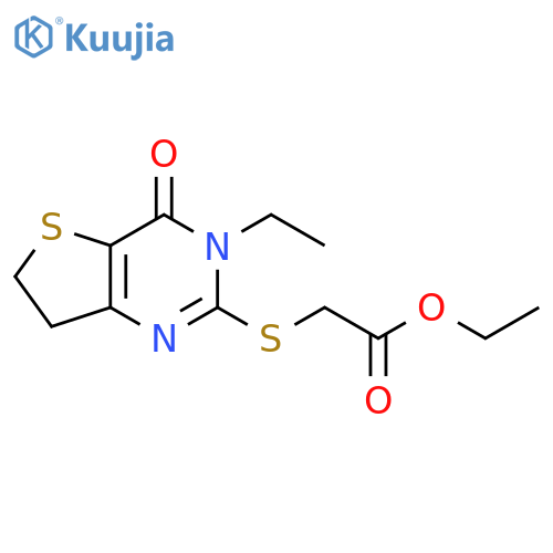 ethyl 2-({3-ethyl-4-oxo-3H,4H,6H,7H-thieno3,2-dpyrimidin-2-yl}sulfanyl)acetate structure