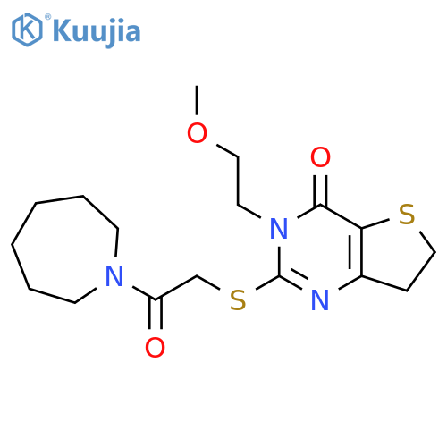 2-{2-(azepan-1-yl)-2-oxoethylsulfanyl}-3-(2-methoxyethyl)-3H,4H,6H,7H-thieno3,2-dpyrimidin-4-one structure