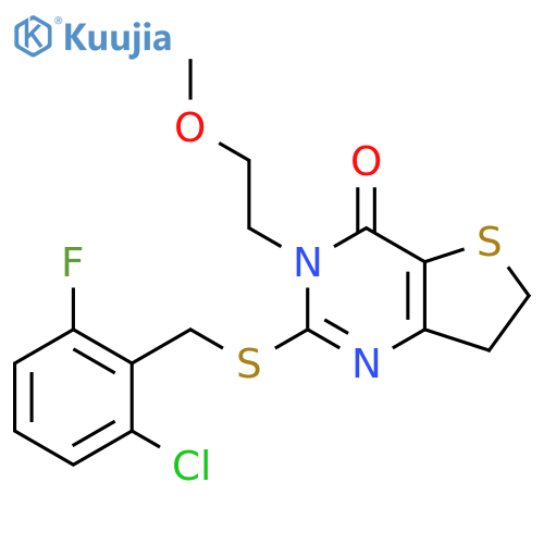 2-{(2-chloro-6-fluorophenyl)methylsulfanyl}-3-(2-methoxyethyl)-3H,4H,6H,7H-thieno3,2-dpyrimidin-4-one structure