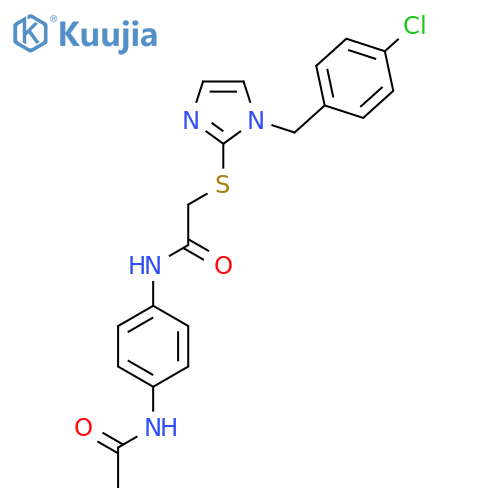2-({1-(4-chlorophenyl)methyl-1H-imidazol-2-yl}sulfanyl)-N-(4-acetamidophenyl)acetamide structure