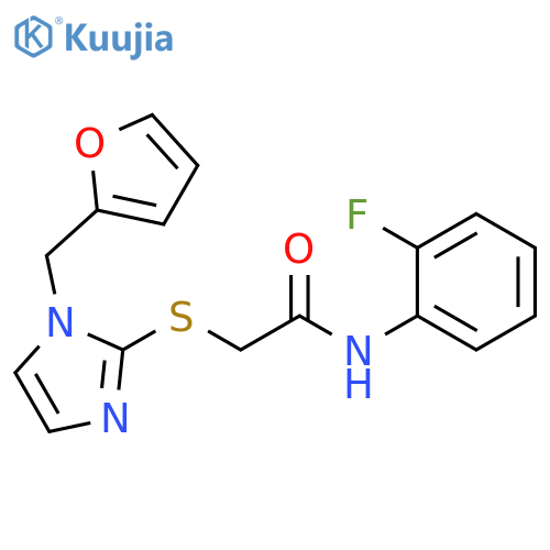 N-(2-fluorophenyl)-2-({1-(furan-2-yl)methyl-1H-imidazol-2-yl}sulfanyl)acetamide structure