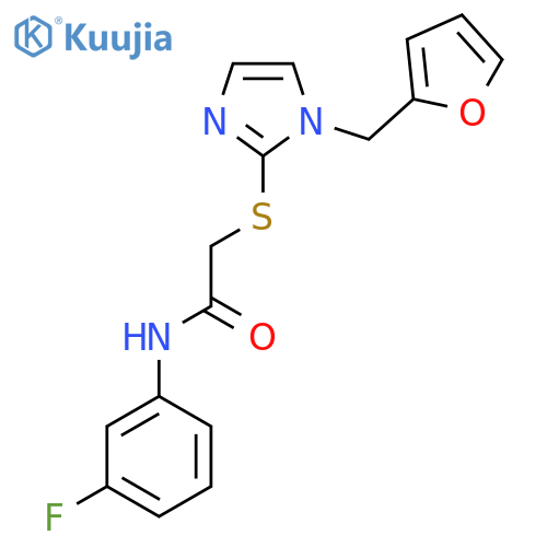 N-(3-fluorophenyl)-2-({1-(furan-2-yl)methyl-1H-imidazol-2-yl}sulfanyl)acetamide structure