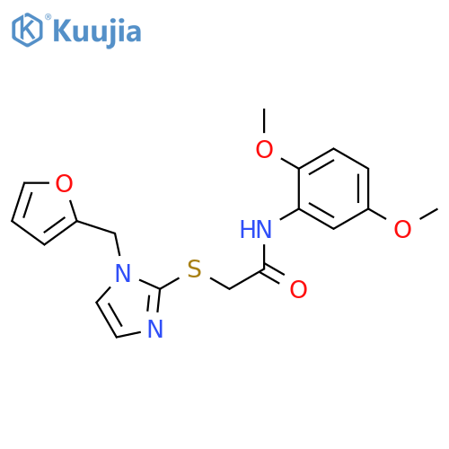 N-(2,5-dimethoxyphenyl)-2-({1-(furan-2-yl)methyl-1H-imidazol-2-yl}sulfanyl)acetamide structure