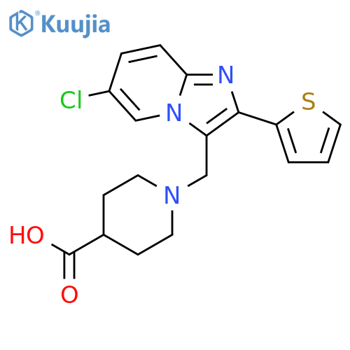 1-(6-Chloro-2-thiophen-2-yl-imidazo1,2-apyridin-3-ylmethyl)-piperidine-4-carboxylic acid structure
