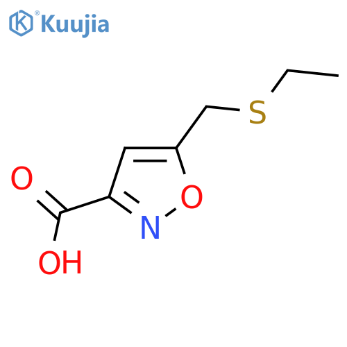 5-(ethylsulfanyl)methyl-1,2-oxazole-3-carboxylic acid structure