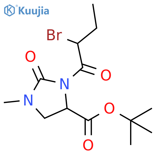 4-Imidazolidinecarboxylic acid, 3-(2-bromo-1-oxobutyl)-1-methyl-2-oxo-, 1,1-dimethylethyl ester structure