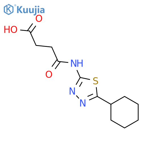 3-[(5-cyclohexyl-1,3,4-thiadiazol-2-yl)carbamoyl]propanoic acid structure