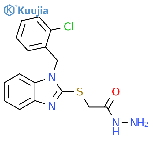 2-({1-(2-chlorophenyl)methyl-1H-1,3-benzodiazol-2-yl}sulfanyl)acetohydrazide structure