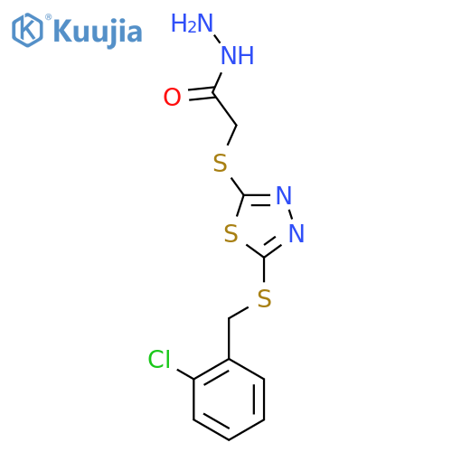 2-(5-{(2-chlorophenyl)methylsulfanyl}-1,3,4-thiadiazol-2-yl)sulfanylacetohydrazide structure