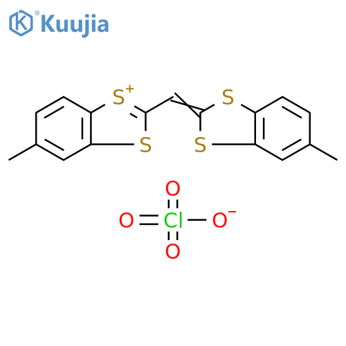 1,3-Benzodithiol-1-ium, 5-methyl-2-[(5-methyl-1,3-benzodithiol-2-ylidene)methyl]-, perchlorate (1:1) structure