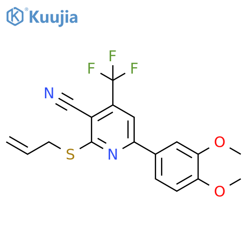 6-(3,4-dimethoxyphenyl)-2-(prop-2-en-1-ylsulfanyl)-4-(trifluoromethyl)pyridine-3-carbonitrile structure