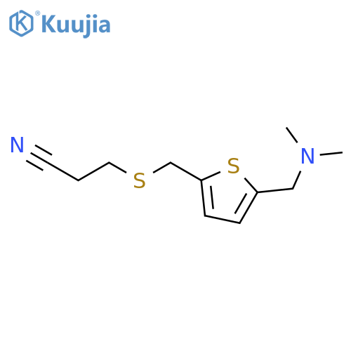 PROPANENITRILE, 3-[[[5-[(DIMETHYLAMINO)METHYL]-2-THIENYL]METHYL]THIO]- structure