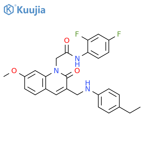 N-(2,4-difluorophenyl)-2-(3-{(4-ethylphenyl)aminomethyl}-7-methoxy-2-oxo-1,2-dihydroquinolin-1-yl)acetamide structure