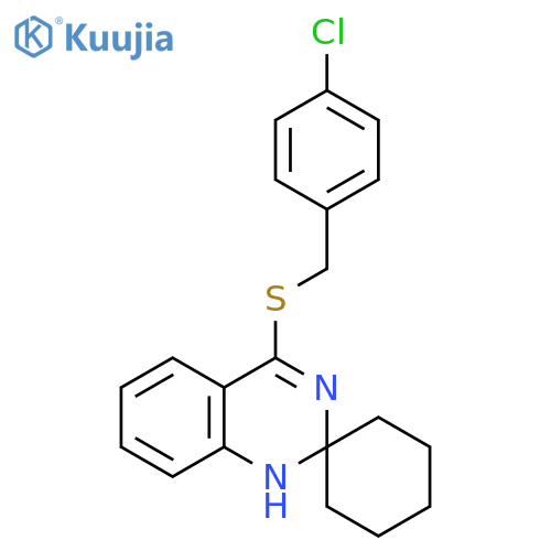 4'-{(4-chlorophenyl)methylsulfanyl}-1'H-spirocyclohexane-1,2'-quinazoline structure
