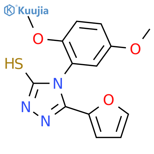 4-(2,5-dimethoxyphenyl)-5-(2-furyl)-4H-1,2,4-triazole-3-thiol structure