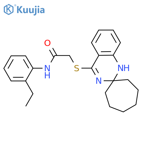 N-(2-ethylphenyl)-2-{1'H-spirocycloheptane-1,2'-quinazolinesulfanyl}acetamide structure