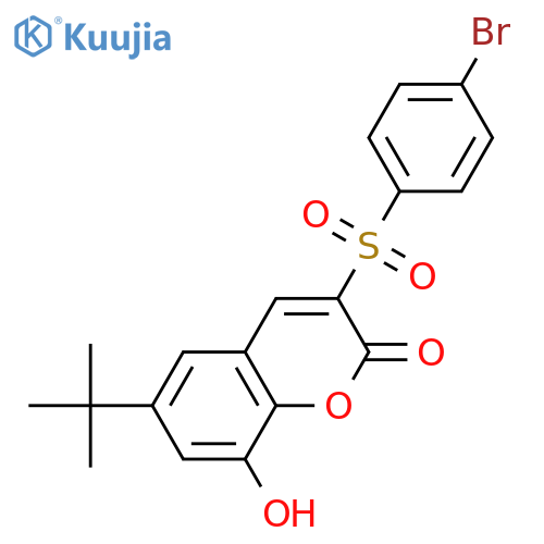 3-(4-bromobenzenesulfonyl)-6-tert-butyl-8-hydroxy-2H-chromen-2-one structure