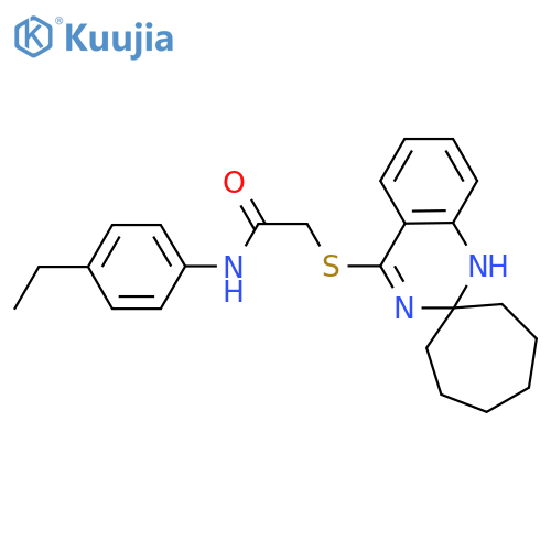 N-(4-ethylphenyl)-2-{1'H-spirocycloheptane-1,2'-quinazolinesulfanyl}acetamide structure
