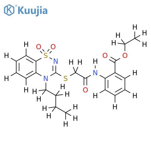 ethyl 2-{2-(4-butyl-1,1-dioxo-4H-1lambda6,2,4-benzothiadiazin-3-yl)sulfanylacetamido}benzoate structure