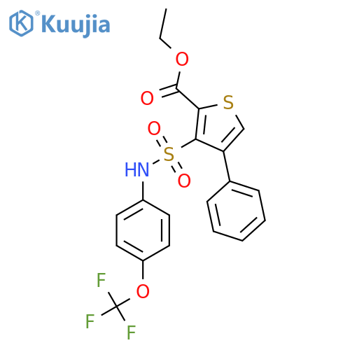 ethyl 4-phenyl-3-{4-(trifluoromethoxy)phenylsulfamoyl}thiophene-2-carboxylate structure
