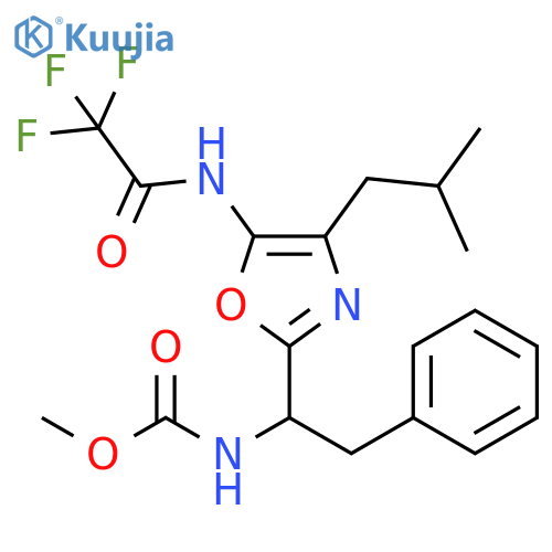 Carbamic acid, [1-[4-(2-methylpropyl)-5-[(trifluoroacetyl)amino]-2-oxazolyl]-2-phenylethyl]-, methyl ester (9CI) structure