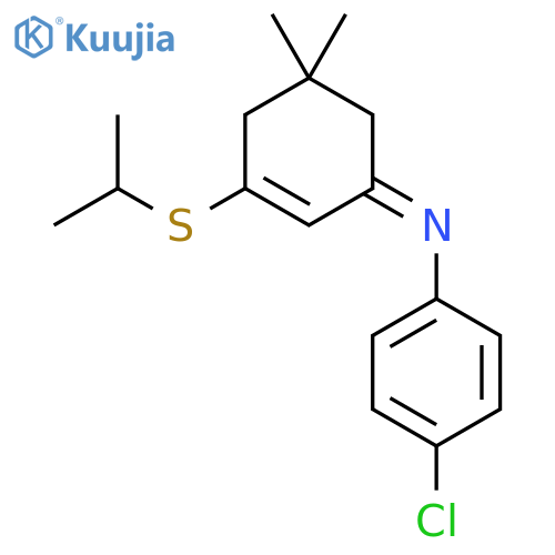 Benzenamine, 4-chloro-N-[5,5-dimethyl-3-[(1-methylethyl)thio]-2-cyclohexen-1-ylidene]-, (Z)- (9CI) structure