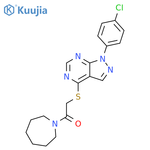 1-(azepan-1-yl)-2-{1-(4-chlorophenyl)-1H-pyrazolo3,4-dpyrimidin-4-ylsulfanyl}ethan-1-one structure