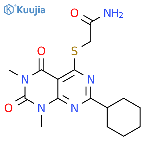 2-({2-cyclohexyl-6,8-dimethyl-5,7-dioxo-5H,6H,7H,8H-1,3diazino4,5-dpyrimidin-4-yl}sulfanyl)acetamide structure