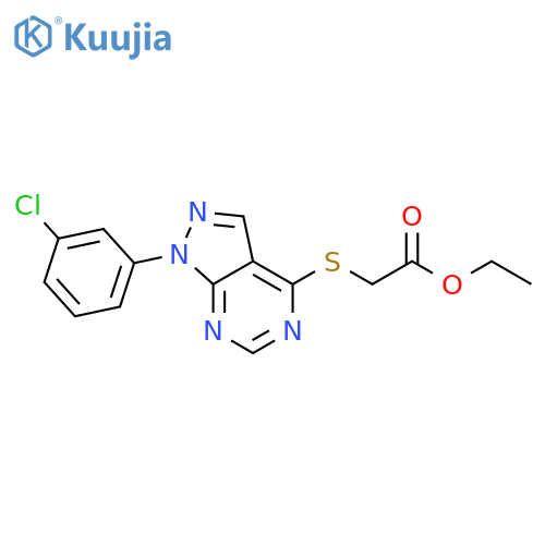 ethyl 2-{1-(3-chlorophenyl)-1H-pyrazolo3,4-dpyrimidin-4-ylsulfanyl}acetate structure