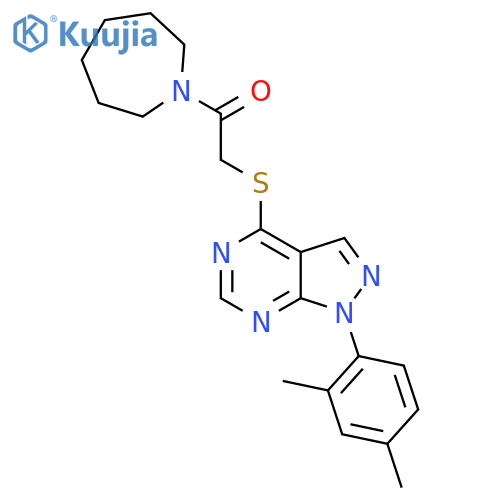 1-(azepan-1-yl)-2-{1-(2,4-dimethylphenyl)-1H-pyrazolo3,4-dpyrimidin-4-ylsulfanyl}ethan-1-one structure