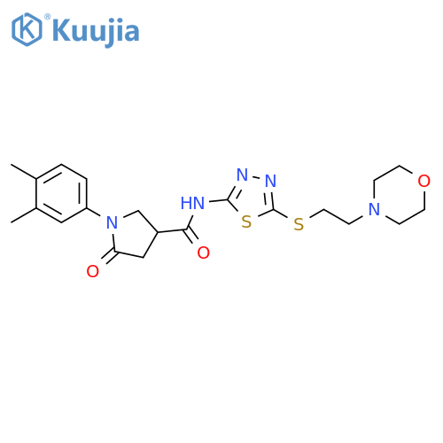 1-(3,4-dimethylphenyl)-N-(5-{2-(morpholin-4-yl)ethylsulfanyl}-1,3,4-thiadiazol-2-yl)-5-oxopyrrolidine-3-carboxamide structure