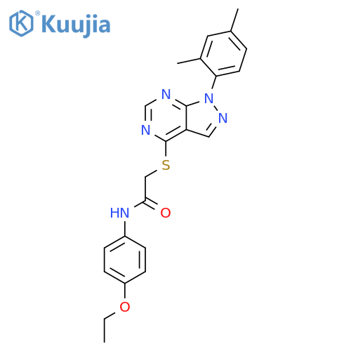 2-{1-(2,4-dimethylphenyl)-1H-pyrazolo3,4-dpyrimidin-4-ylsulfanyl}-N-(4-ethoxyphenyl)acetamide structure