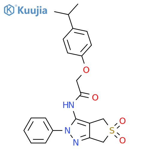 N-{5,5-dioxo-2-phenyl-2H,4H,6H-5lambda6-thieno3,4-cpyrazol-3-yl}-2-4-(propan-2-yl)phenoxyacetamide structure