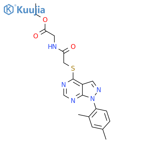 ethyl 2-(2-{1-(2,4-dimethylphenyl)-1H-pyrazolo3,4-dpyrimidin-4-ylsulfanyl}acetamido)acetate structure
